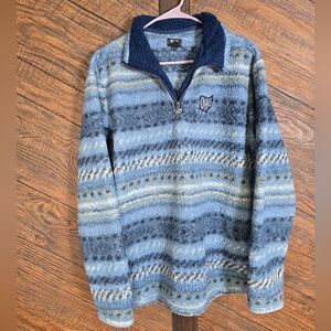 Ohio Home Free Blue Striped Quarter Zip Sweater Large